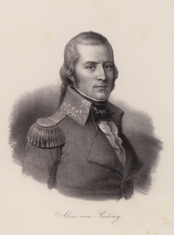 Alois von Reding, schweizisk militærofficer, revolutionær og politiker (gravering) af Swiss School