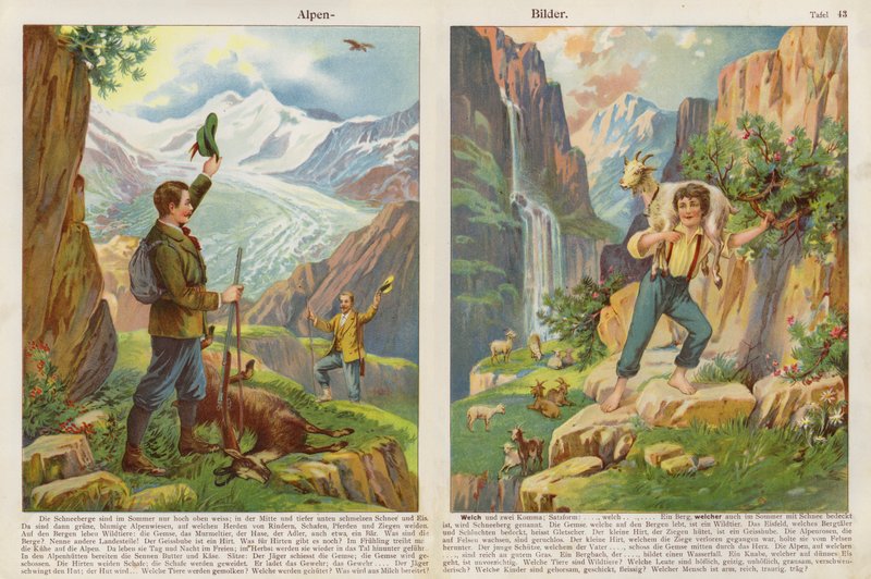 Alpine scener (chromolitho) af Swiss School