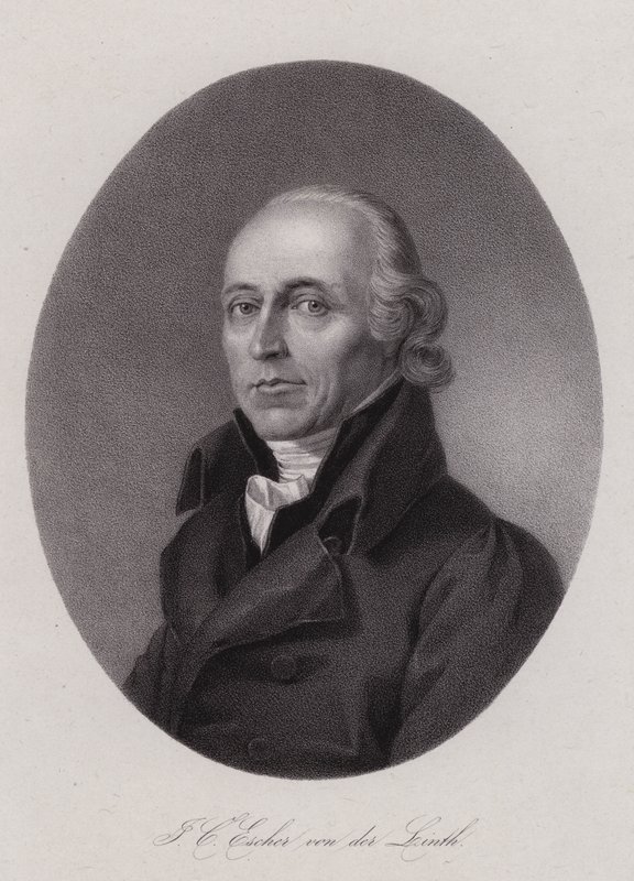 Hans Conrad Escher von der Linth, schweizisk videnskabsmand, kunstner og politiker (gravering) af Swiss School
