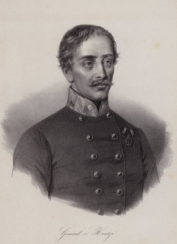 Heinrich Hentzi von Arthurm, ungarsk general i det østrigske imperiums hær (gravering) af Swiss School