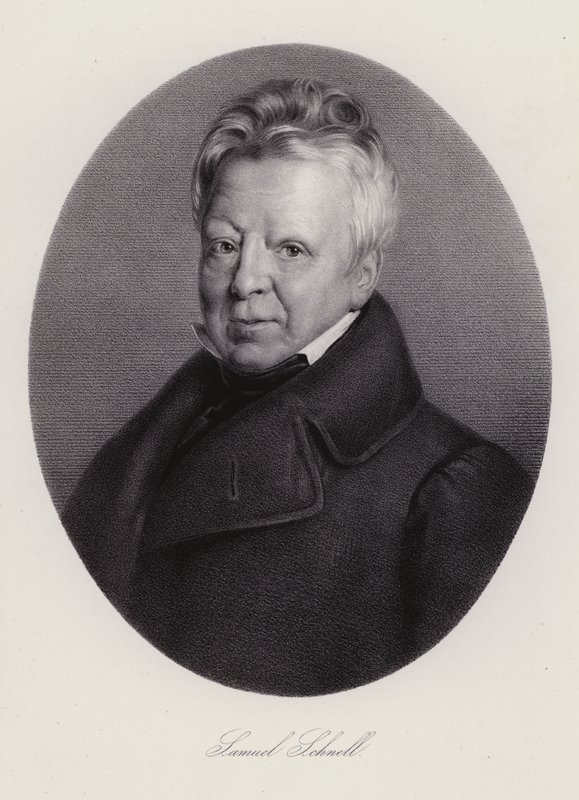 Samuel Ludwig Schnell, schweizisk advokat (gravering) af Swiss School