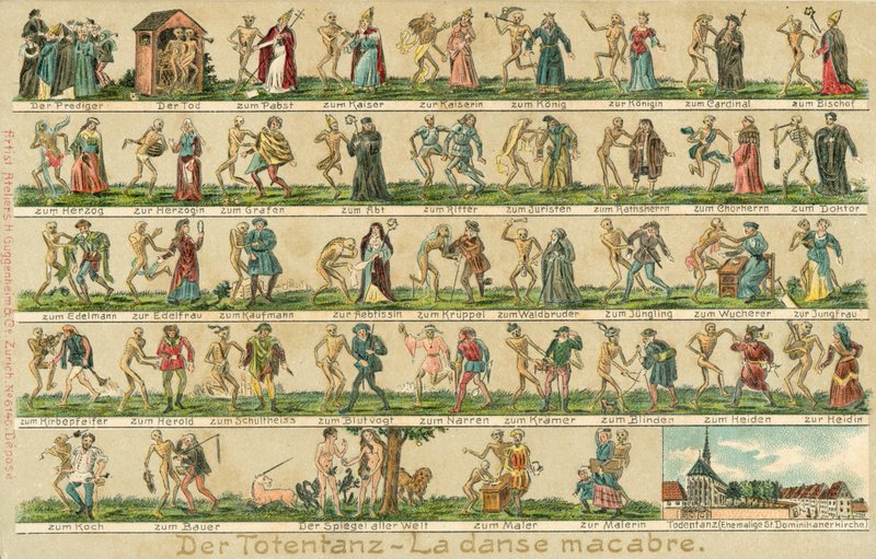 Dødedansen (farve litho) af Swiss School
