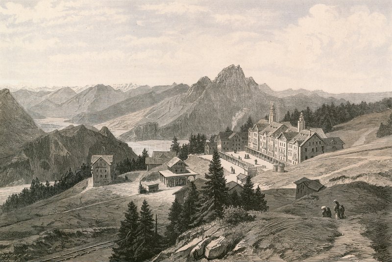 Rigi-Kaltbad, der ser mod Pilatus-bjerget af Swiss School