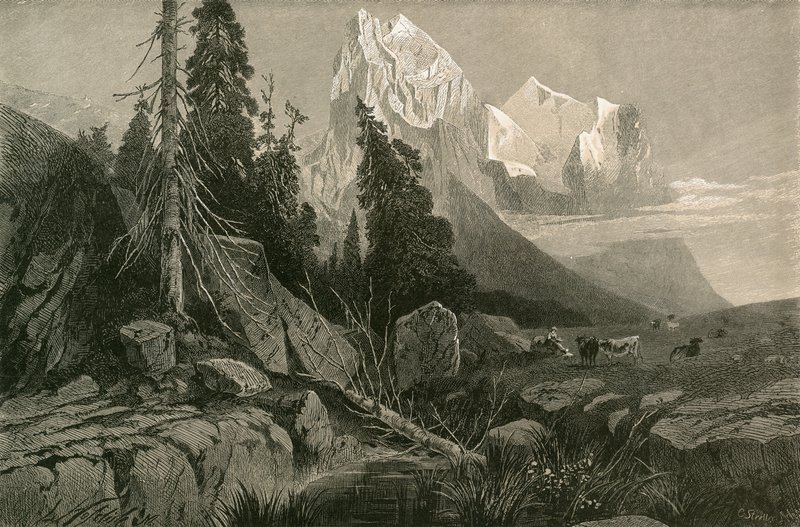Wellhorn og Wetterhorn af Swiss School