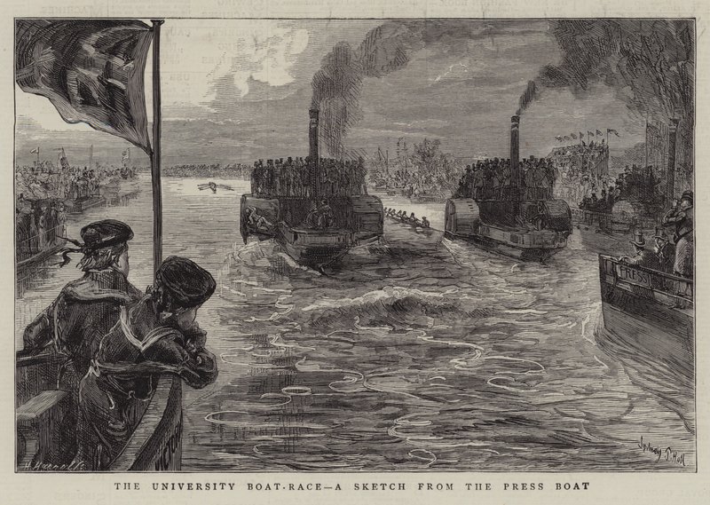 University Boat-Race, en skitse fra Pressebåden af Sydney Prior Hall