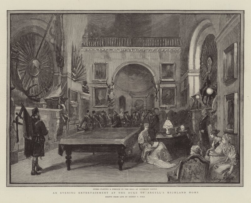 En underholdningsaften i hertugen af Argylls highland-hjem af Sydney Prior Hall