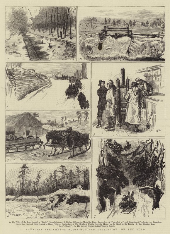 Canadian Sketches, en elgjagtekspedition, på vejen af Sydney Prior Hall