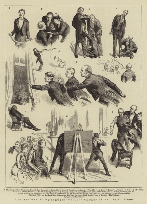 Hide and Seek i Westminster, tankelæsning af hr. Irving Bishop af Sydney Prior Hall