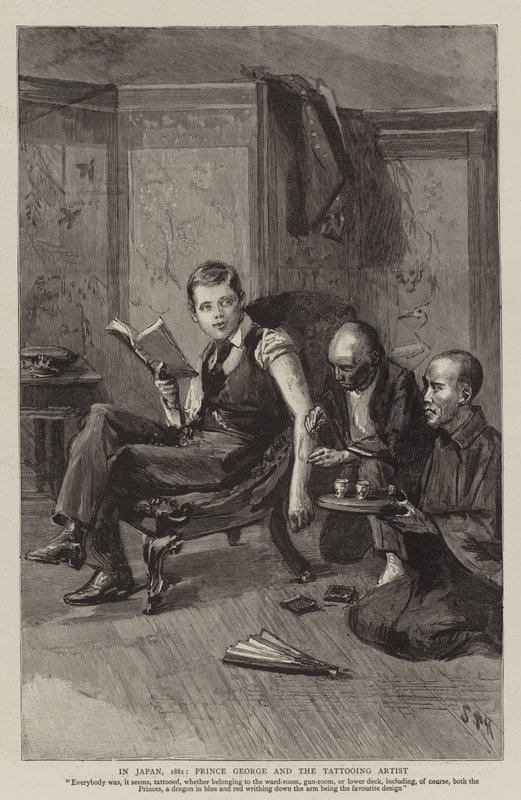 I Japan, 1881, Prins George og tatoveringsmanden af Sydney Prior Hall