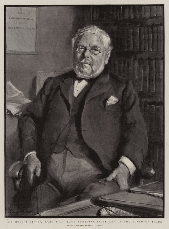 Sir Robert Giffen, KCB, FRS, afdøde assisterende sekretær for Board of Trade af Sydney Prior Hall