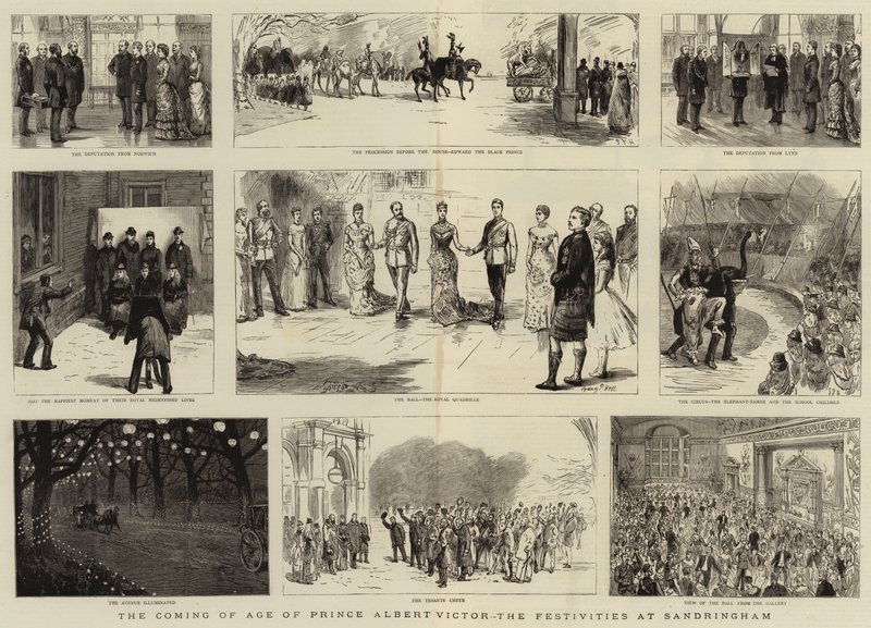 Prins Albert Victors kommende alder, festlighederne i Sandringham af Sydney Prior Hall