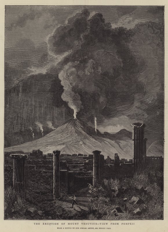 Vesuvens udbrud, udsigt fra Pompeii af Sydney Prior Hall