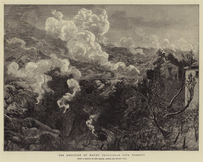 Udbruddet af Vesuv, en lava-torrent af Sydney Prior Hall
