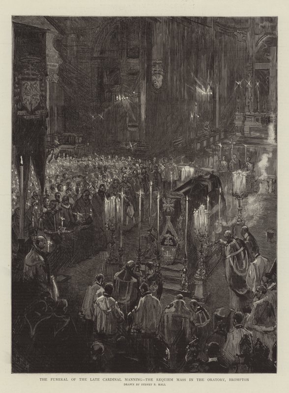 Begravelsen af den afdøde kardinal Manning, Requiem-messen i Oratoriet, Brompton af Sydney Prior Hall