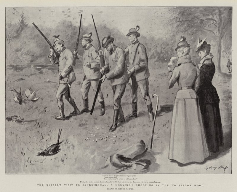 Kaisers besøg i Sandringham, en morgenskydning i Wolferton Wood af Sydney Prior Hall