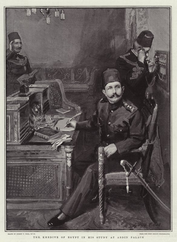 Egyptens Khedive i hans studie på Abdin-paladset af Sydney Prior Hall