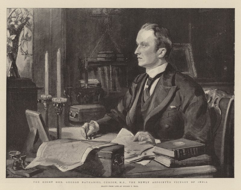 Højre ærede George Nathaniel Curzon, MP, den nyudnævnte vicekonge i Indien af Sydney Prior Hall