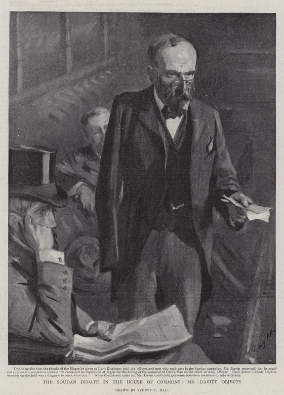 Debatten om Soudan i Underhuset, hr. Davitt gør indsigelse af Sydney Prior Hall