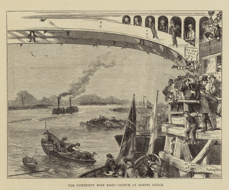 University Boat Race, Skitse ved Barnes Bridge af Sydney Prior Hall