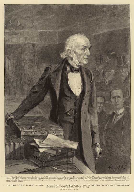 Den sidste tale som premierminister, hr. Gladstone, der talte om Lords