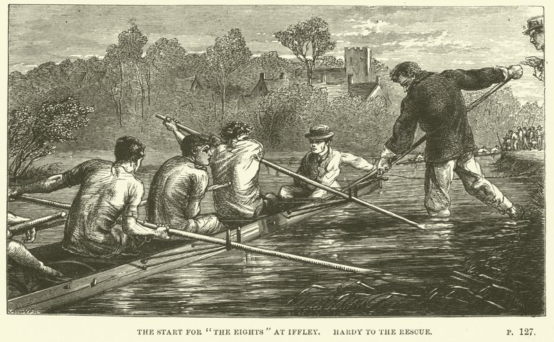 Illustration til Tom Brown i Oxford af Thomas Hughes af Sydney Prior after Hall