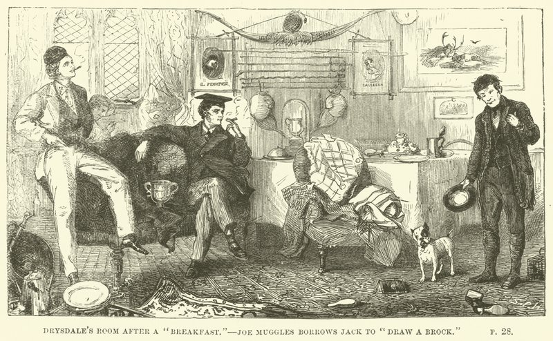 Illustration til Tom Brown i Oxford af Thomas Hughes af Sydney Prior after Hall
