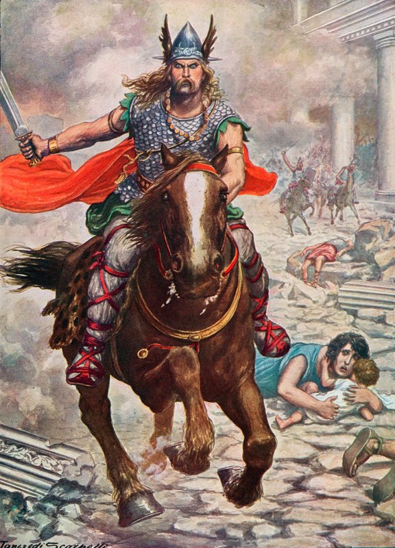 Huneren Attila rejser Aquila til jorden af Tancredi Scarpelli