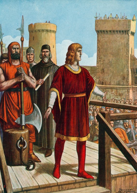 Conrad af Schwaben bliver henrettet den 29. oktober 1268 af Tancredi Scarpelli