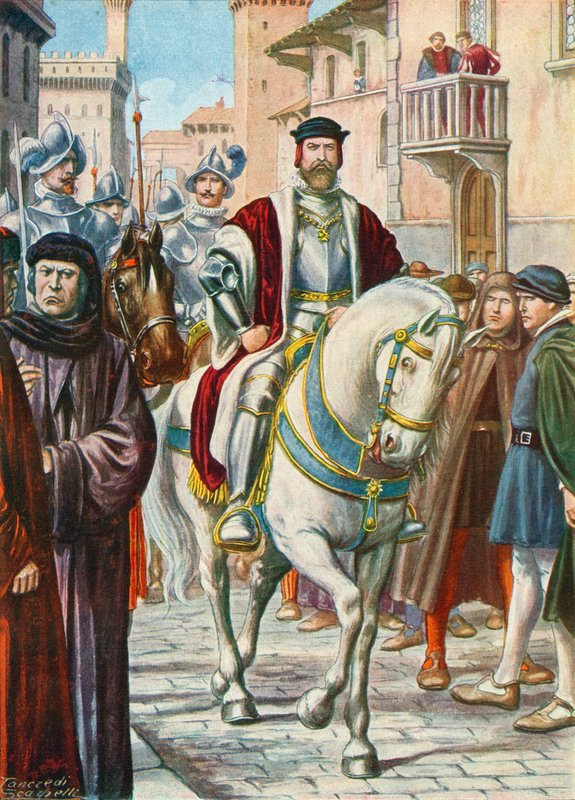 Cosimo I med sine spanske og tyske vagter, som altid fulgte ham af Tancredi Scarpelli