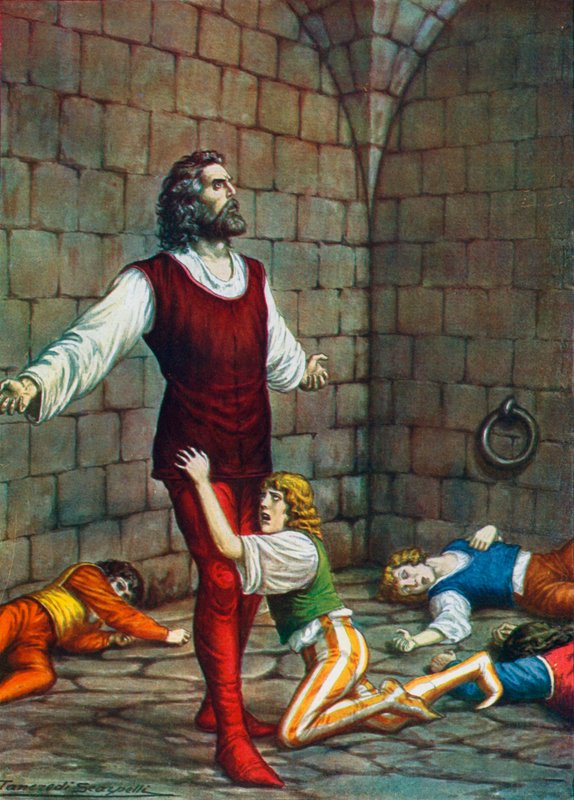 Grev Ugolino della Gherardesca og hans sønner forlod for at sulte i Muda af Tancredi Scarpelli