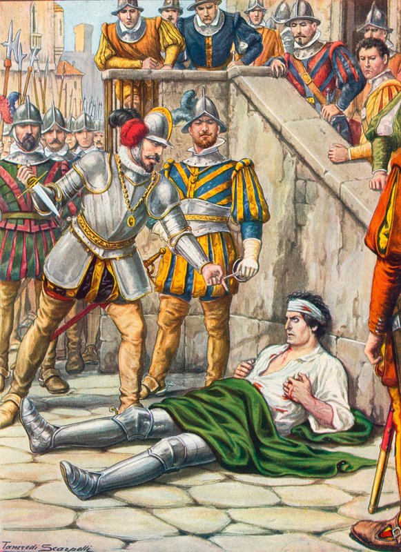 Francesco Ferrucis død efter slaget ved Gavinana, 3. august 1530 af Tancredi Scarpelli