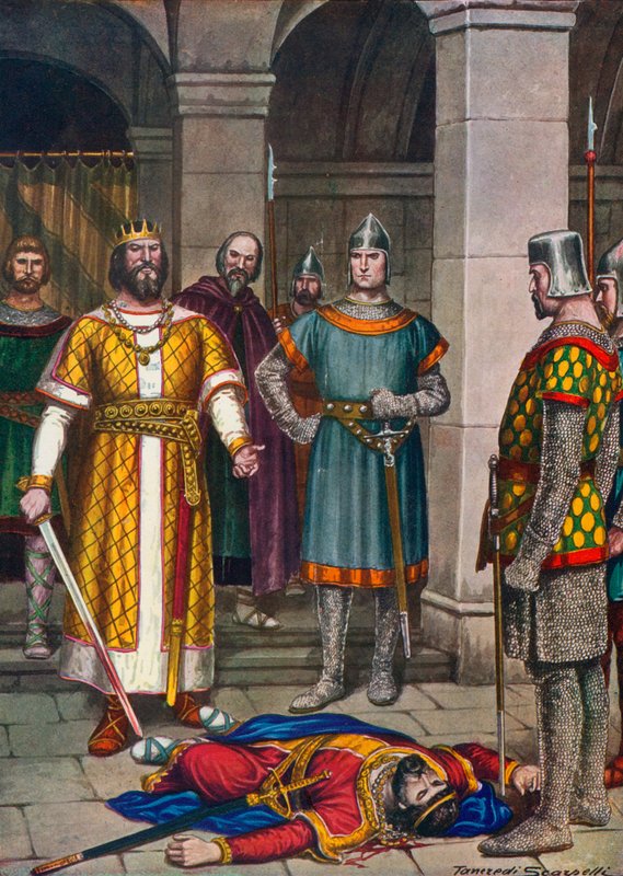 Odoacers død, dræbt af Theodoric, østgoternes konge af Tancredi Scarpelli
