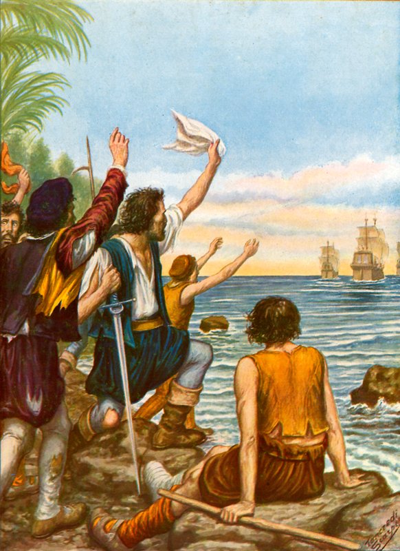 Diego Masques, kaptajn på et af skibene fra den anden ekspedition af Christopher Columbus, tog afsted på en ø med otte mand af Tancredi Scarpelli