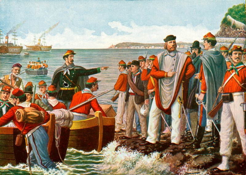 Garibaldi tog afsted på de tusindes ekspedition i 1860 af Tancredi Scarpelli