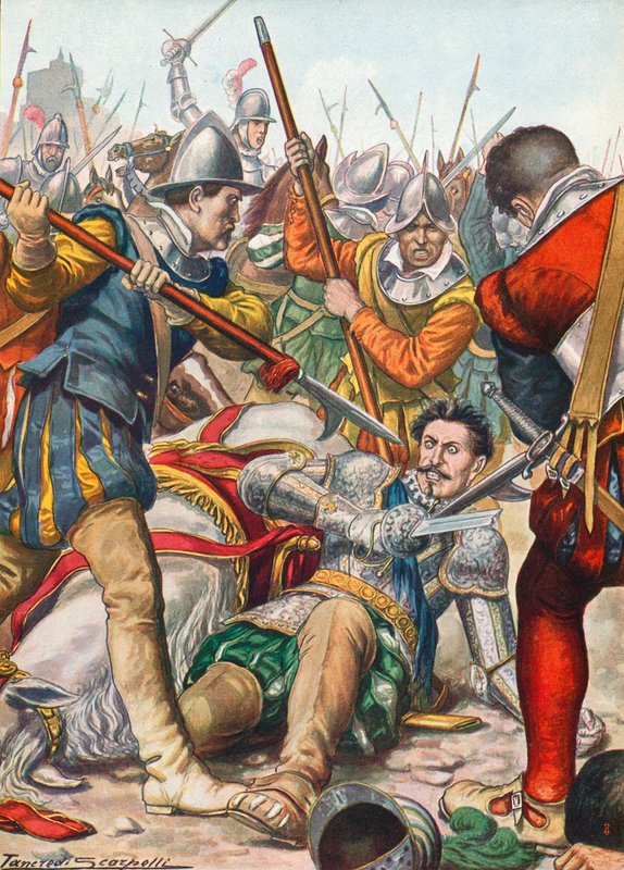 Gaston de Foix døde i slaget ved Ravenna i 1512 af Tancredi Scarpelli