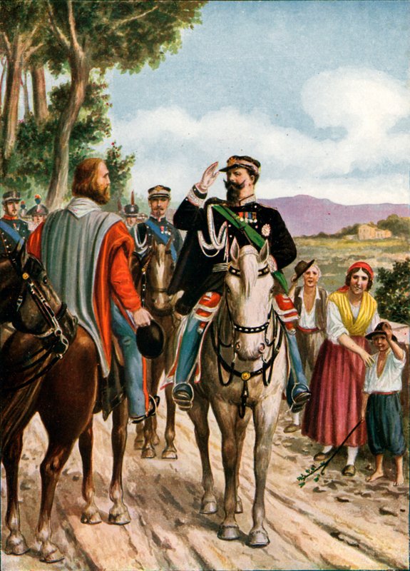 Historisk møde på Teano mellem Victor Emmanuel II og Garibaldi, 1860 af Tancredi Scarpelli