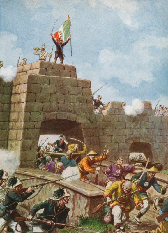 Italienske tropper på vej ind i Peking, 1900 af Tancredi Scarpelli