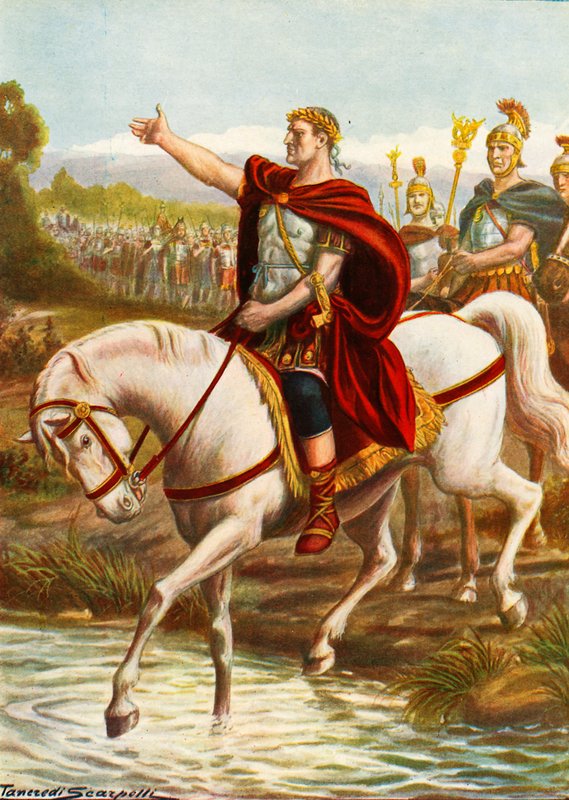 Julius Cæsar krydser Rubicon af Tancredi Scarpelli