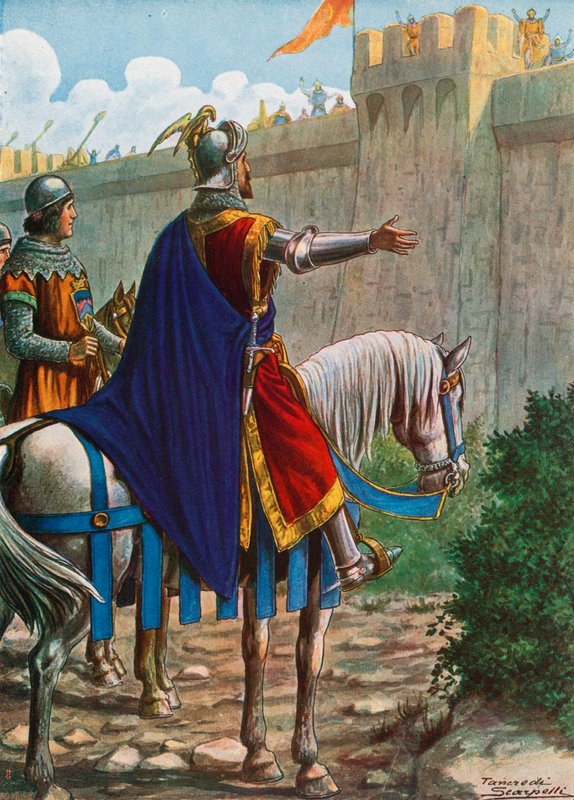 Manfred, konge af Sicilien, beder saracenerne om adgang til Lucera (Puglia), 1254 af Tancredi Scarpelli