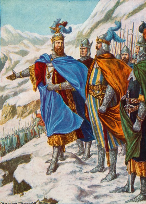 Otto I, den hellige romerske kejser, invaderede Italien i 951 af Tancredi Scarpelli