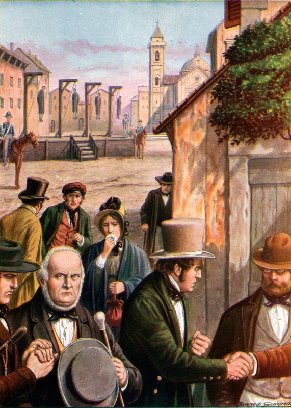Patrioter Ortolani, Zanoli, Montanari og Rambelli henrettet i Ravenna af Tancredi Scarpelli