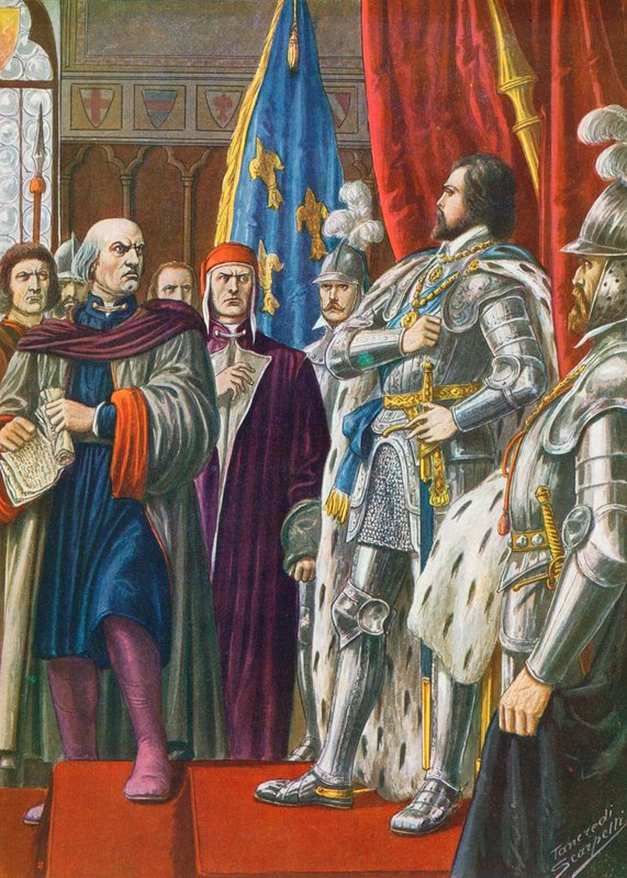 Pier Capponi irettesætter Charles VIII