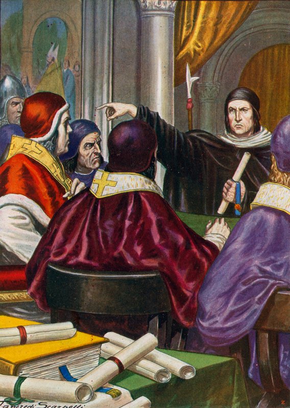 Roland af Parma bringer et brev til pave Gregor VII fra Henrik IV, den hellige romerske kejser af Tancredi Scarpelli