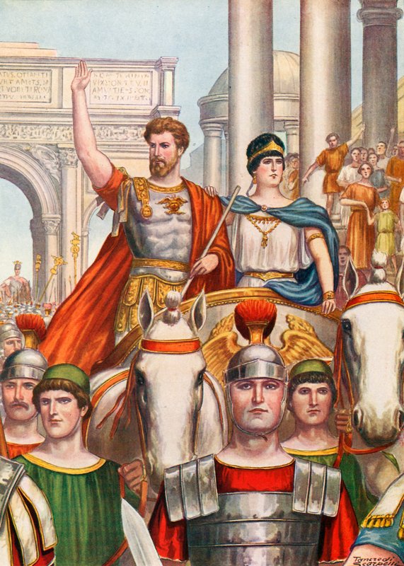Septimius Severus kommer ind i Rom med en smuk kone af Tancredi Scarpelli