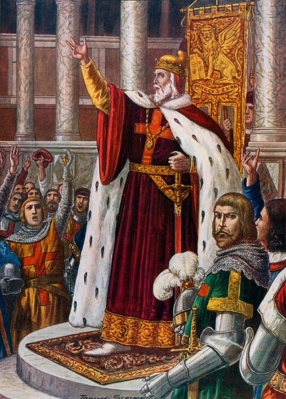 Dogen af Venedig i San Marco inviterer folk og soldater til at deltage i korstoget, c 1095 af Tancredi Scarpelli
