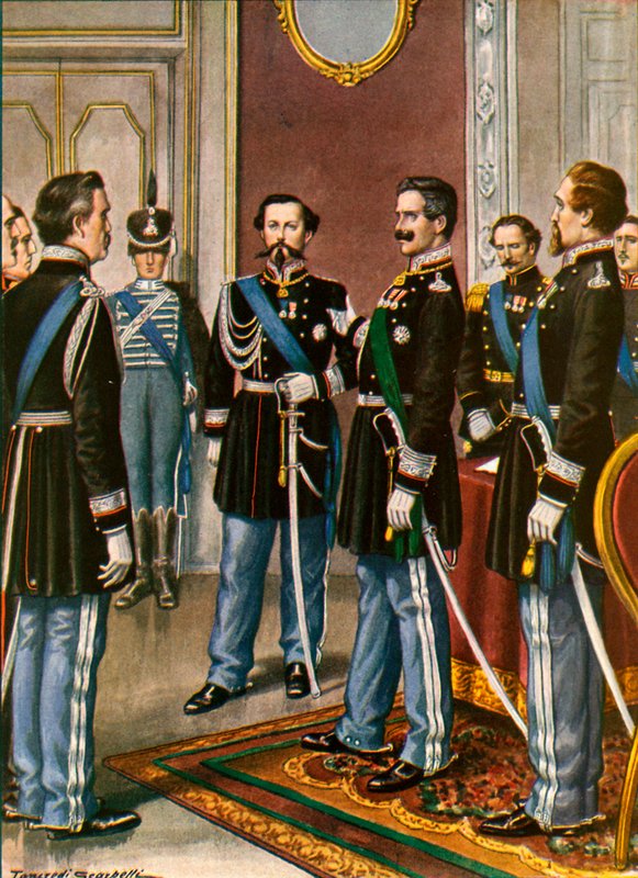Abdikationen af Charles Albert til fordel for Victor Emmanuel af Tancredi Scarpelli