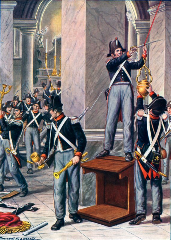 Plyndringen af Cesena af pavelige soldater, 1832 af Tancredi Scarpelli