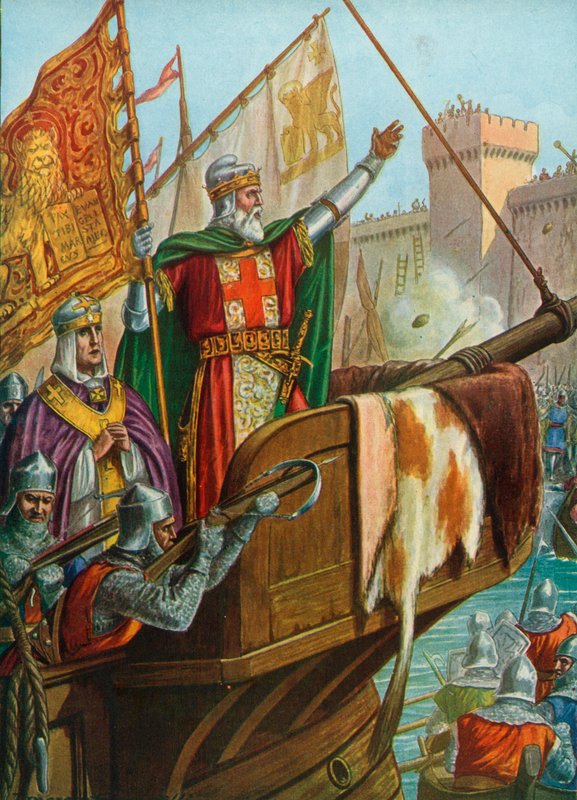 Den gamle Doge Enrico Dandolo plyndrer Konstantinopel, 1204 af Tancredi Scarpelli