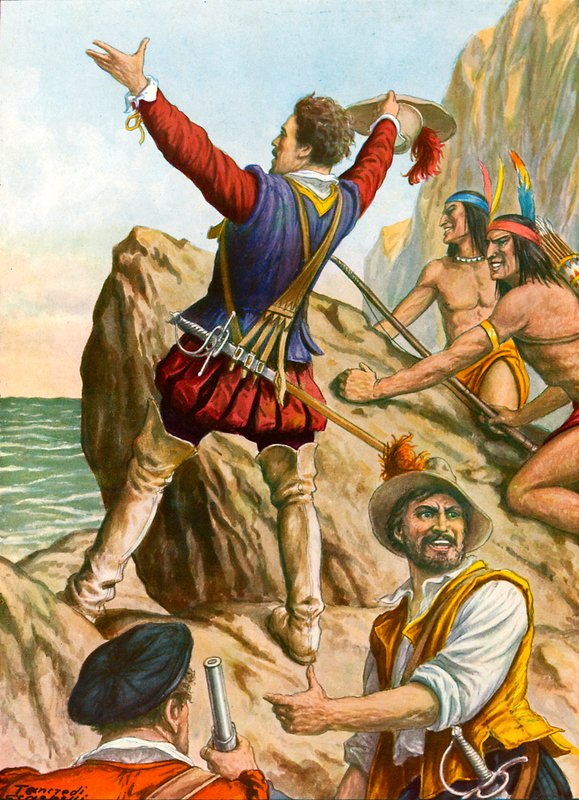 Vasco Nunez fra Balboa ser Stillehavet af Tancredi Scarpelli