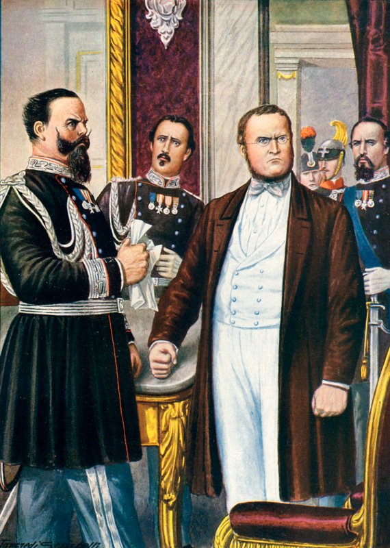 Victor Emanuel og Cavour lærer om Villafranca-våbenhvilen den 12. juli 1859 af Tancredi Scarpelli